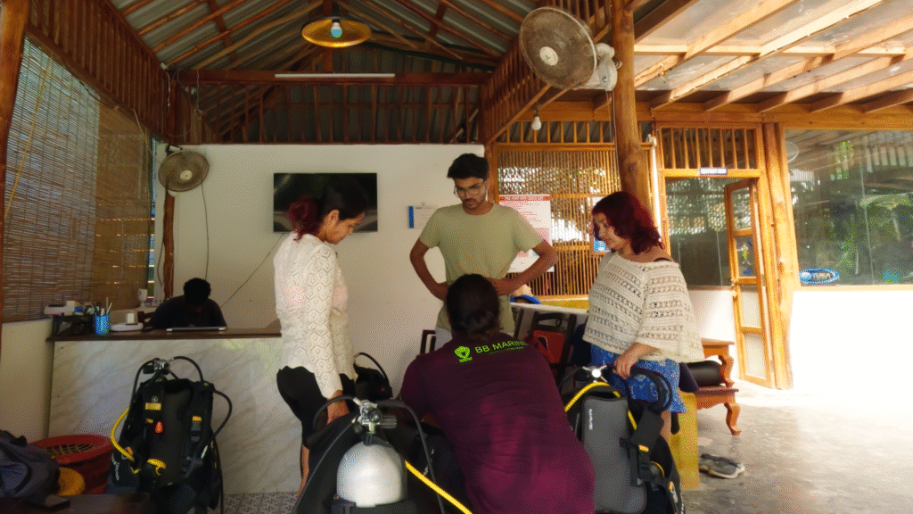 PADI Open water diver equipment drifting.