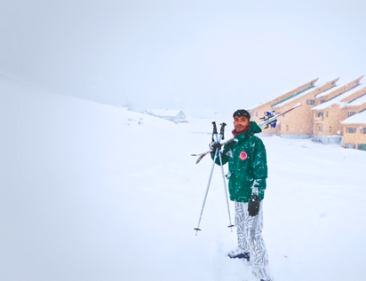 Aakash Jain/ Careless Aakash coming back from skiing.