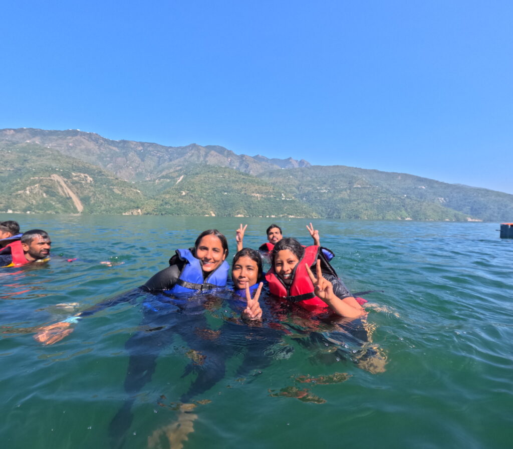 Water skier students group at tehri, Uttrakhand, India