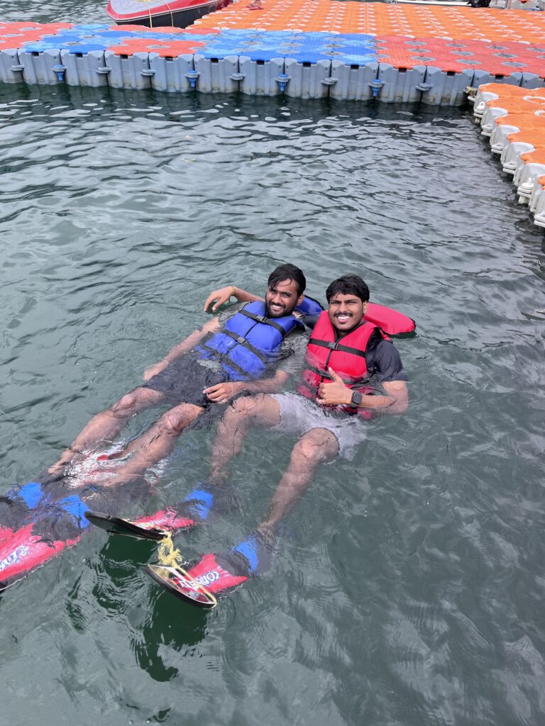 water skiing students waiting for boat